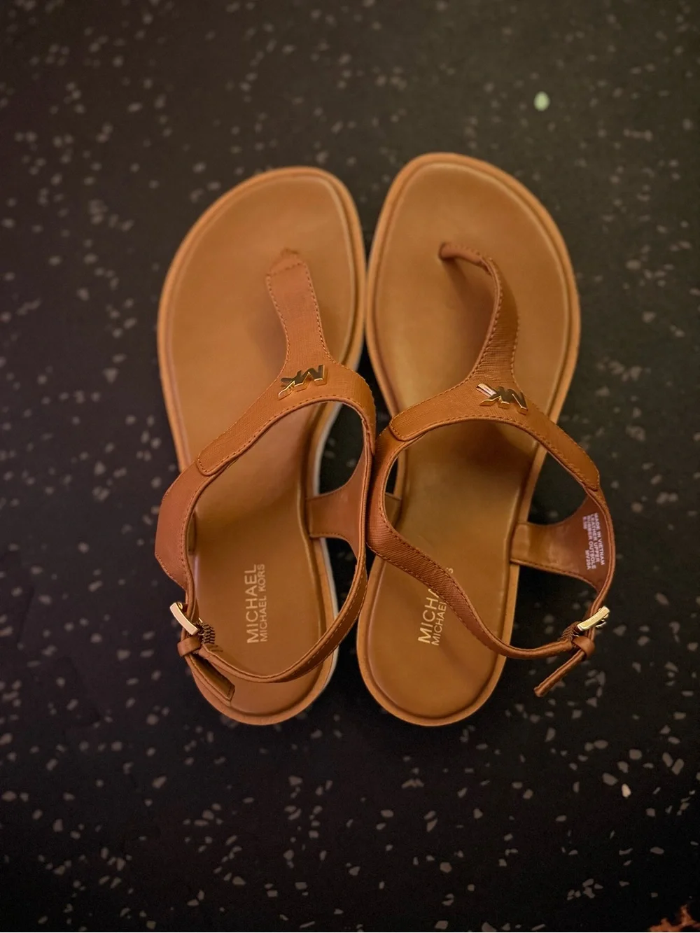 Michael Kors Tan Leather Slide Sandals